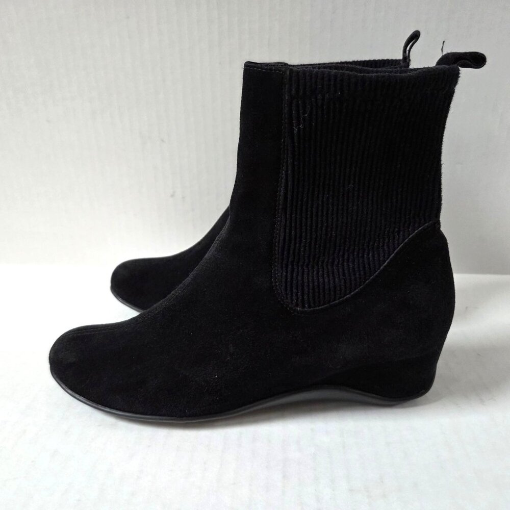 Aquatalia Boots Womens 7 Black Sock Versa Suede Pull On Booties